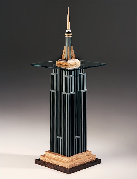 Side table with glass top, based on the Empire State Building