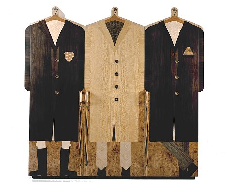 The Umbrella Men wardrobe, inlaid in various veneers