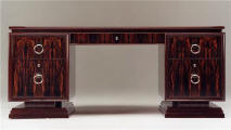 Art Deco pedestal desk in Rio rosewood with hand-made metal furniture fittings
