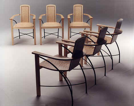 Set of dining chairs in ash
