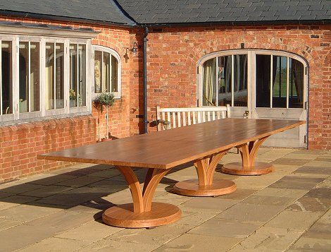 Our largest outdoor table so far - 26 feet long. Made in oiled oak